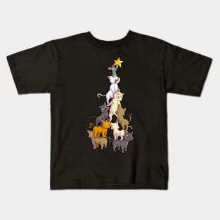 Kitty Christmas Tree Kids T-Shirt